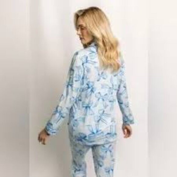 In My Sundays Blue Bow Long Pajama Set - XL - Picture 3 of 5
